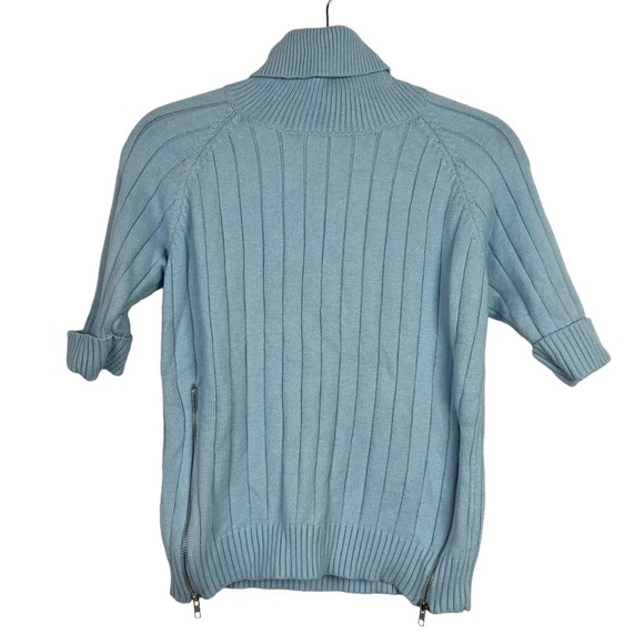 FX Blue Ribbed Turtleneck Sweater Approx XS - Picture 2 of 8